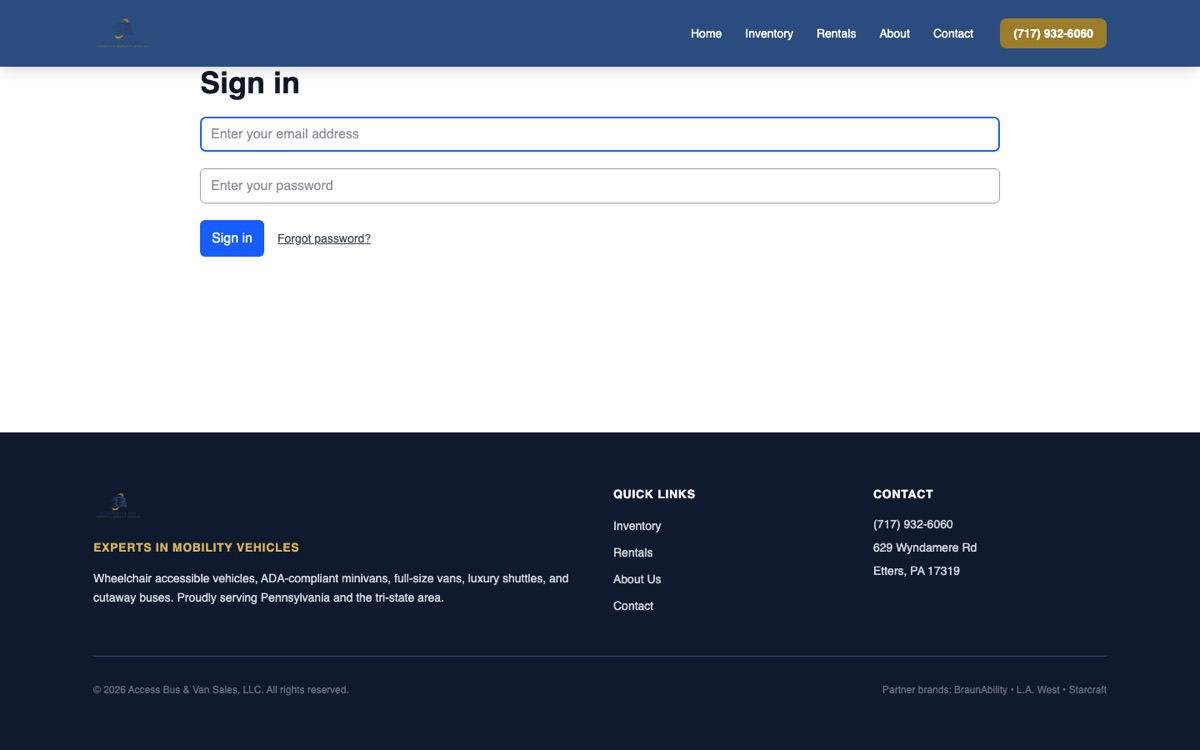 Sign in page with credentials filled